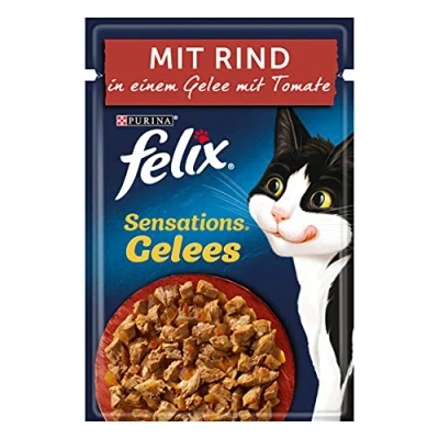 Image de FELIX Sensations Gelées Nourriture pour Chat Humide, avec bœuf et Tomate en gelée, Lot de 26 (26 x 85 g)