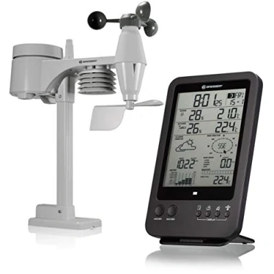 Image de Bresser station météo radio avec capteur extérieur 5 en 1 (écran 5,5 pouces, pour température, humidité, pression atmosphérique, vitesse et direction du vent pluviomètre) noir