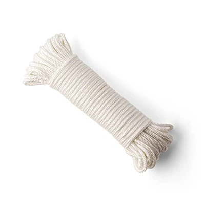 Image de SNURO Corde Nylon Tressée (6 mm, 20 m) en Polyamide Blanc Solide Résistante à l&#039;usure Paracorde Résistance la Rupture très Élevée