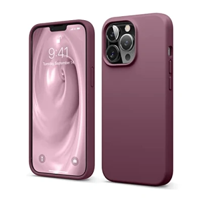 Image de elago Coque Silicone Liquide Compatible avec iPhone 13 Pro (6.1&quot;), Case en Premium, Étui Protection Complète Cover Antichoc à 3 Structure, Microfibre Douce Empêche Les Rayures (Bordeaux)