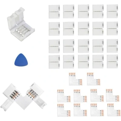 Image de SHAOYAYAZHANG Lot de 20 connecteurs câble lumineux RVB à 4 broches 8 mm 3528 2835, 10 x L Angle la carte pour bande lumineuse, adaptateurs sans soudure
