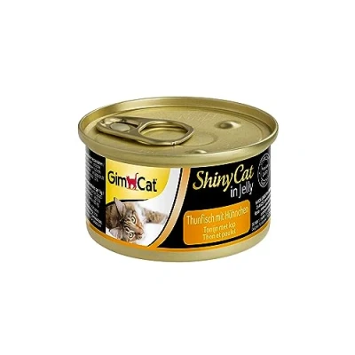 Image de GimCat ShinyCat in Jelly Thon au poulet Nourriture humide pour chats poisson et à la taurine 24 boîtes (24 70 g)
