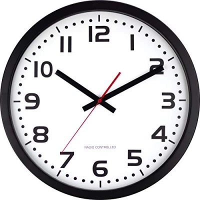 Image de Horloge murale radio pilotée, 40 cm, Cadre en acier inoxydable, noir, réglage automatique de l‘heure et changement d‘heure, seconde rouge, pour usage intérieur uniquement