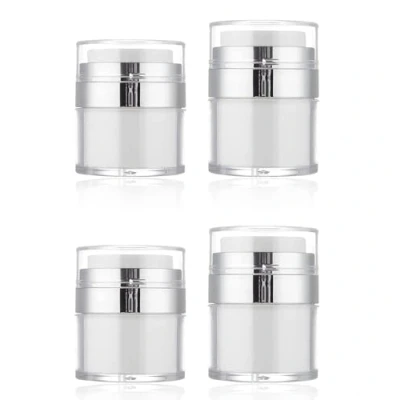 Image de Litimkat 4 PCS distributeurs à pompe sans air, 15 ml 30 Pots de crème Sous Vide, flacon rechargeable lotion，pour usage domestique en voyage