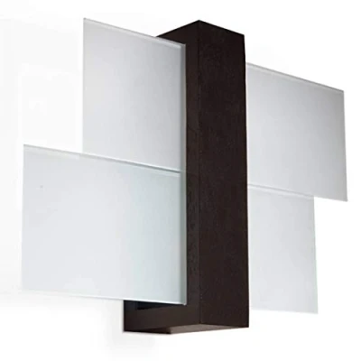 Image de SOLLUX LIGHTING Feniks 1 Applique Murale Boîtier en Bois Élégant + Mélange d&#039;Abat jour verre Ampoule E27 Remplaçable, x 60 W Wengé, 43x 12 30 cm