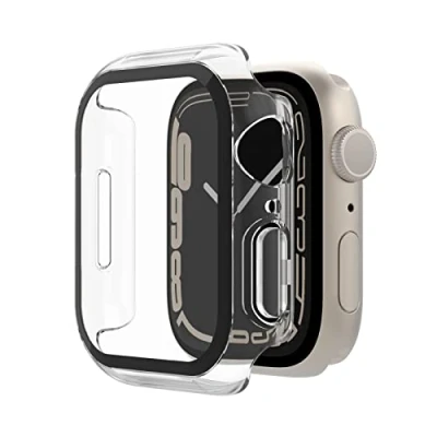 Image de Belkin ScreenForce Apple Watch 41 mm, 40 mm Series 8, SE, 7, 6, 5, 4 Bumper Case avec protecteur d&#039;écran en verre trempé intégré, résistant aux rayures et facile à installer Noir