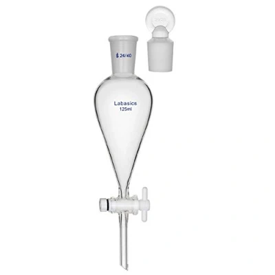 Image de Labasics 125ml Ampoule à Décanter Conique en Verre Borosilicate avec Robinet PTFE, Separatory Funnel Entonnoir Laboratoire