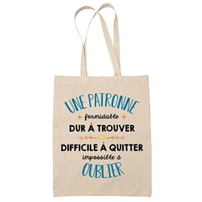 Image de Planetee Tote Bag Formidable Patronne Beige Idée Cadeau Travail Boulot Métier Départ Retraite Collègue Femme Sac Cabas Réutilisable