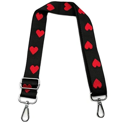 Image de Sangle Sac Bandouliere Réglables Noir et Rouge, pour à Main Rechange Colorée avec Mousqueton Argent 3.8cm Remplacement Femme Bretelles Larges Accessoire Filles DIY, 3