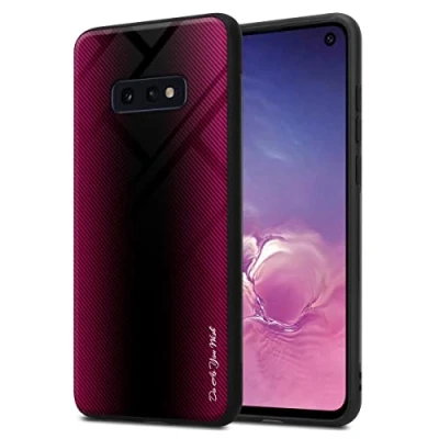 Image de cadorabo Housse Compatible avec Samsung Galaxy S10e Aspect rayé en CRAMIN Rose Coque de Protection Silicone TPU et Dos Verre trempé