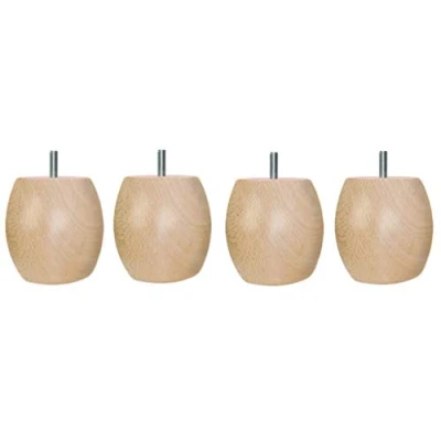 Image de MARGOT 3700527816456 Douceur Boule Lot de 4 Pieds lit Bois Vernis naturel Hauteur 7,5 cm
