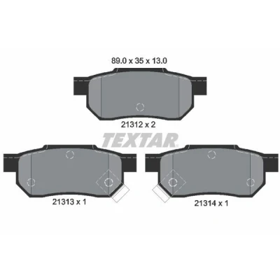 Image de TEXTAR 2131201 Jeu de plaquettes frein avec indicateur d&#039;usure HONDA: CIVIC 6 Hatchback, Integra II Coupe, Fastback, ROVER: 200 3/5 portes