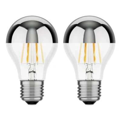Image de ledscom.de 2 ampoules LED E27, A60, blanc (3900 K), 6,6 W, 646lm, miroir de tête (argent)