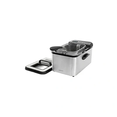 Image de Cecotec Friteuse numérique Cleanfry Luxury 3000 Black. Design élégant en acier inoxydable et laquée noir avec 3,2 L de capacité 5 programmes préétablis. (3,2 L, Steel)