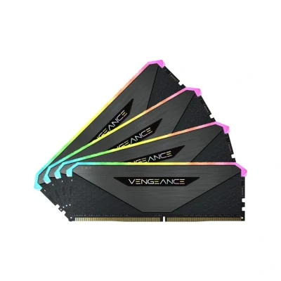 Image de Corsair Vengeance RGB RT 64Go (4x16Go) DDR4 3600MHz C18 Mémoire de Bureau (Éclairage Dynamique, Optimisé pour AMD 300/400/500 Series, Compatible avec Intel Series) Noir