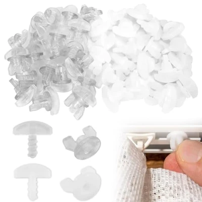 Image de Lot de 40 Bloqueurs Rideaux Universels en Plastique Rigide Blanc Transparent pour Système Rail avec Rails Intérieurs,Bloqueur Rideau, Arrêtoir Arrêts Intermédiaires
