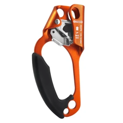 Image de NewDoar UIAA &amp; CE Certifié Main Ascendeur Bloqueur Poignée Ergonomique Escalade Arbre Arboriste Rappel Gear Équipement Corde Pince pour 8 13 MM Orange Gauche