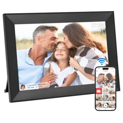 Image de Hesmor Cadre Photo numérique WiFi, de 10,1 Pouces, écran Tactile LCD IPS 1280 x 800, Rotation Automatique, Stockage 32 Go intégré, Noir