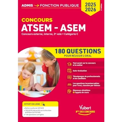 Image de Concours ATSEM et ASEM Catégorie C 180 questions pour réussir l&#039;oral: Agent (territorial) spécialisé des écoles maternelles 2025 2026