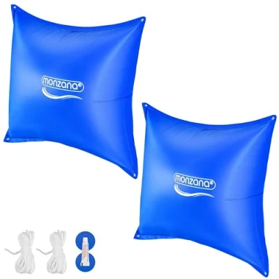 Image de 2X Coussin de Piscine hivernage XL Corde PVC 20C Double Couture 4 Oeillets Oreiller Gonflable Flottant, Bleu