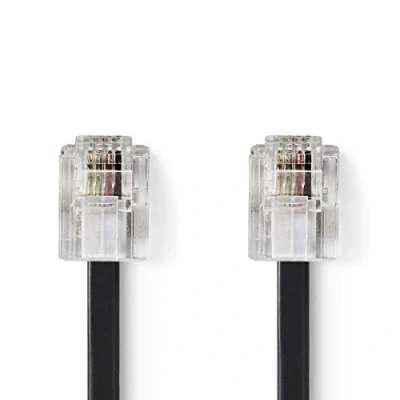 Image de NEDIS Câble Telecom RJ11 (6P4C) Mâle 2.00 m Conception de câble: Plat Type Noir/Transparent