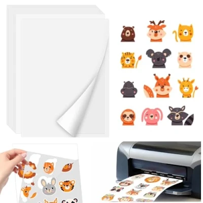 Image de ADERTOS 30PCS Papier Autocollant Imprimante Mat Blanc Jet d&#039;Encre A4 Imprimables Étiquette Adhésif Imprimable pour Imprimantes Laser &amp; d&#039;encre, 210 x 297 mm