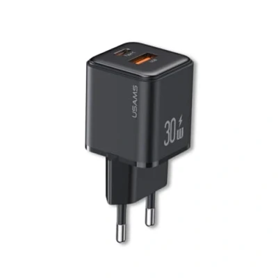 Image de Chargeur mural série X ron (US CC189) Charge rapide double port, USB C PD30W, A QC3.0 Usams Noir