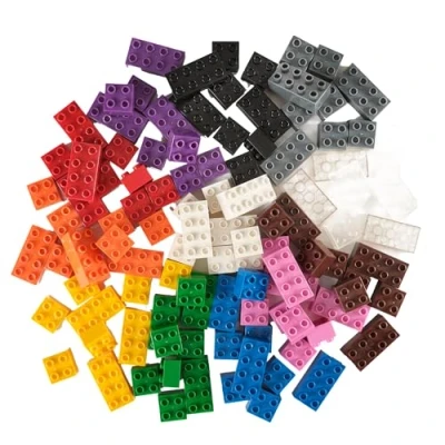 Image de Strictly Briks® Ensemble de 108 briques construction n2 Big Briks pour grosses briques/avec gros tenons compatible avec les plus grandes marques bleu, vert, rouge, jaune, noir, marron et