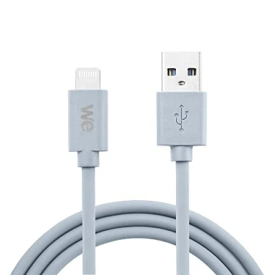 Image de WE Câble USB vers Lightning en Silicone, 1 Mètre, Certifié MFi, Charge et Synchronisation des Données Bleu