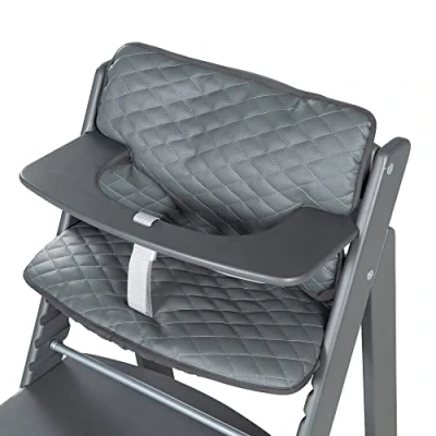 Image de roba Coussin Chaise Haute Sit Up Luxe d&#039;Assise et de Dossier en 2 Parties pour Chaises Hautes la Série Flex Réducteur Siège Imperméable Design Graphite matelassé