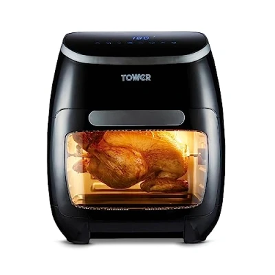 Image de Tower T17076 Xpress Pro Combo Air Fryer Mini four électrique numérique 10 en 1 Friteuse sans Huile Électrique avec Circulation d&#039;Air Rapide, Minuterie 60 minutes, 11 L, 2 000 W, Noir