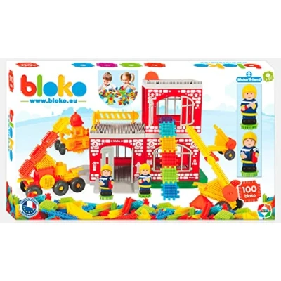 Image de BLOKO Grand Coffret Caserne Pompiers 100pcs + 2 Figurines 3D Dès 12 Mois Facile à Manipuler Jouet Enfant 1 an et Plus Fabriqué en Europe 503635