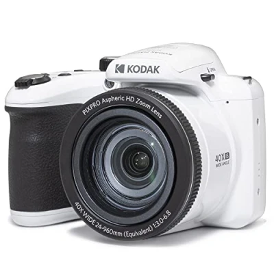 Image de KODAK Pixpro Astro Zoom AZ405 Appareil Photo Numérique Bridge, X40, Grand Angle de 24 mm, 20 mégapixels, LCD 3, Vidéo Full HD 1080p, OIS, Pile AA Blanc