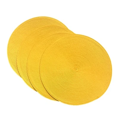 Image de SCF2017 Lot de 4 sets table ronds en plastique tissé 38 cm élégants et pratiques Jaune