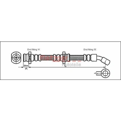 Image de METZGER 4110088 Flexible De Frein 433 M10 x 1 SUZUKI: Wagon R+ II 3/5 portes, IGNIS 2