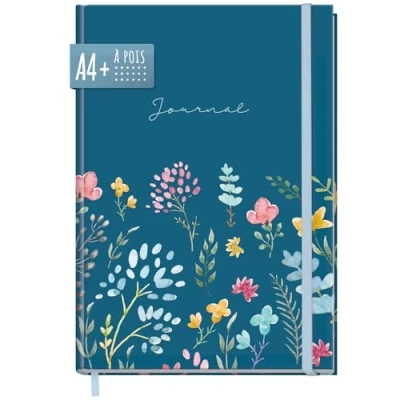 Image de paper&amp;you® Bullet journal à pois A4+ avec élastique [Happy Flower] 156 pages Carnet de croquis pois, intime, durable et respectueux du climat