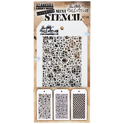 Image de Stampers Anonymous Set #46 (3 EA.) Tim Holtz Mini Layered Stencils Lot pochoirs, Taille unique