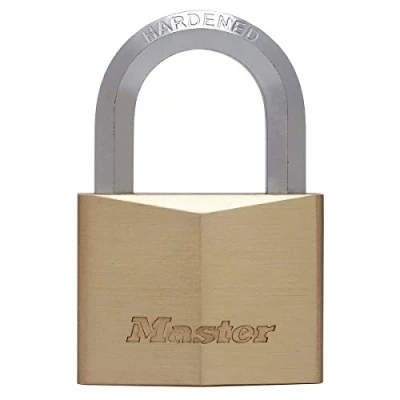 Image de Master Lock 1165EURD Cadenas à Clé en Laiton Massif et Anse Hexagonale, Doré, 9,1 x 6 2,6 cm