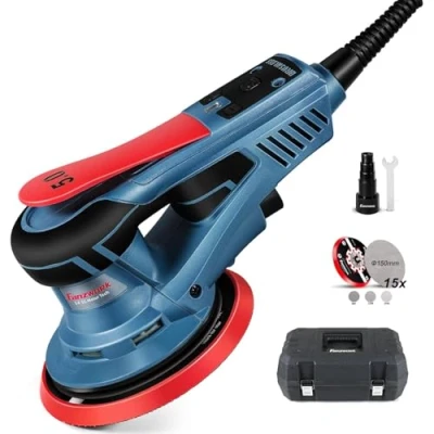 Image de FANZWORK Ponceuse Excentrique 150 mm, Orbitale avec une Course Abrasive de 5 Moteur EC sans Balais 350 W, 7 Vitesses jusqu&#039;à 10 000 tr/min, 18 Disques Abrasifs, Mallette.