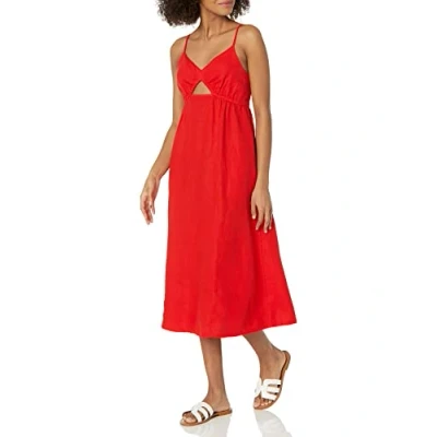 Image de The Drop Maci Strappy V Neck Cut Out Smocked Back Midi Dress Robes, Rouge Flamme, 3XL Plus