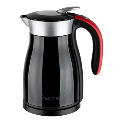 Image de Vektra Series 1 bouilloire électrique isotherme à double paroi en acier inoxydable 1.5L, noir, sans bpa, prise EU