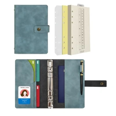 Image de Wonderpool Carnet de notes rechargeable en cuir Papier à pois intérieur véritable pour le travail voyage et l&#039;organisateur (Bleu ciel, A6)