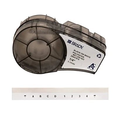 Image de Brady (M21 250 423) Ruban en polyester pour étiqueteuses BMP21 PLUS et LAB 6.35 mm x 6.40 m Noir sur blanc