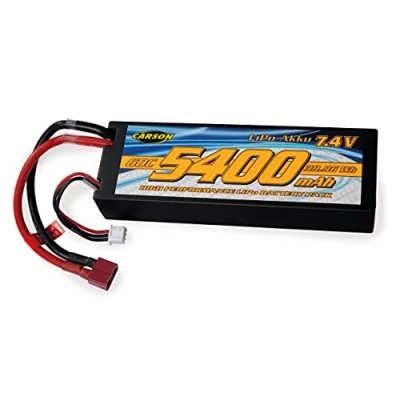 Image de Carson 500608234 7.4V / 5400mAh 60C LiPO Race Batterie T Plug HC Rechargeable, câble de Connexion avec Prise Plug, Rechange véhicule télécommandé, modélisme