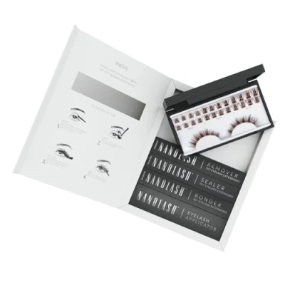 Image de Starter kit pour extensions de cils en grappe à appliquer soi même la maison Nanolash 36 grappes + bonder sealer remover applicateur (Brun, HARMONY)