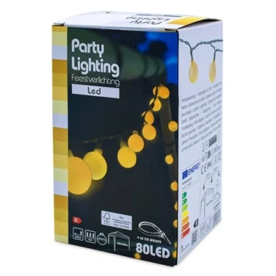 Image de Spetebo Guirlande lumineuse LED avec 80 boules Blanc chaud Éclairage festif d&#039;environ 16 m de long Pavillon extérieur, fête, jardin, balcon, éclairage filaire bloc d&#039;alimentation