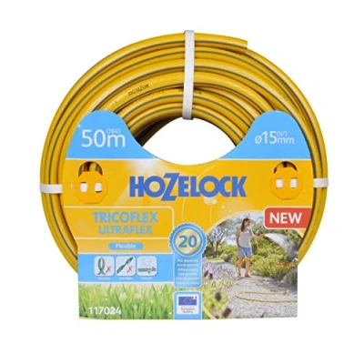 Image de HOZELOCK Tuyau Tricoflex Ultraflex Ø 15mm (5/8&quot;) 50 M : d&#039;Arrosage Souple, Résistant aux Intempéries, Anti Vrille et Torsion, 40% PVC Recyclé [117024]