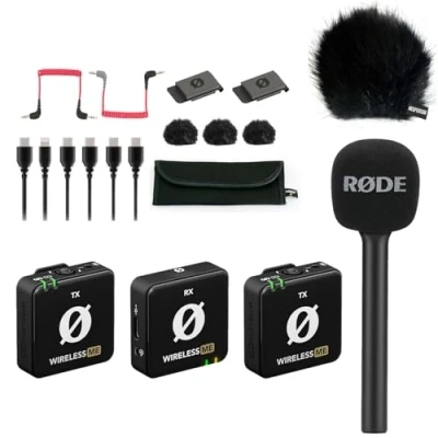 Image de Rode Système sans fil ME double microphone + adaptateur manuel Interview GO protection contre le vent en fourrure Keepdrum BK