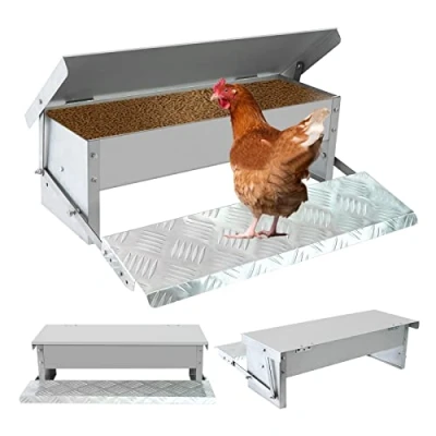 Image de Mangeoire Poules Anti Nuisible, à Poulets Automatique Avec Couvercle Pluie Capacité 5kg,Distributeur Graines Exterieur,Pour Faisans,Dindes,Canards,Oies Et Autres Volailles
