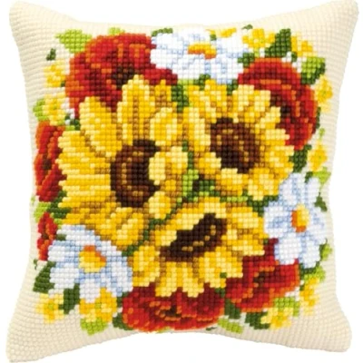 Image de Vervaco Kit coussin au point de croix Ronde tournesols Jaune ,